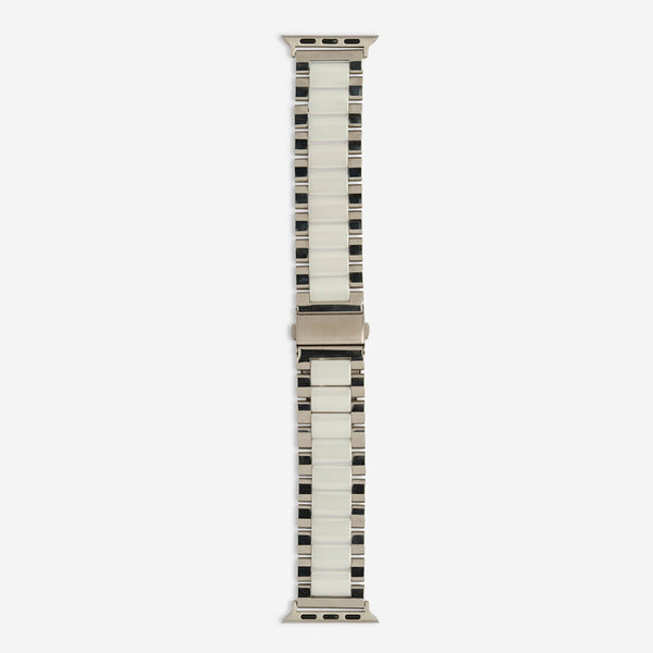 Lisbon Apple Watch Band Silver / White The Salty Fox