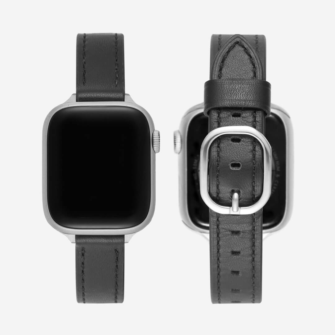 Copenhagen Leather Apple Watch Band - Black / Silver