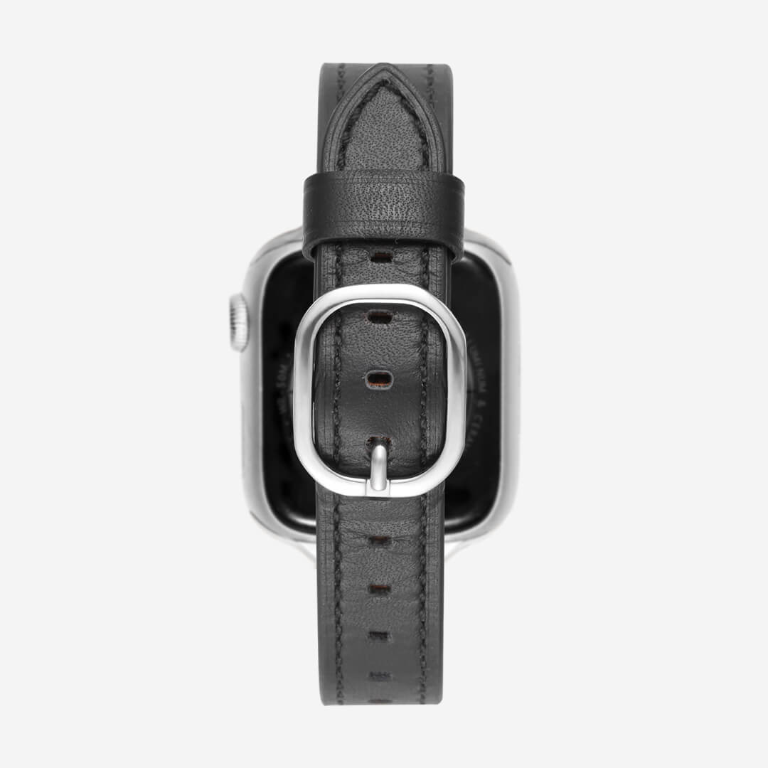 Copenhagen Leather Apple Watch Band - Black / Silver