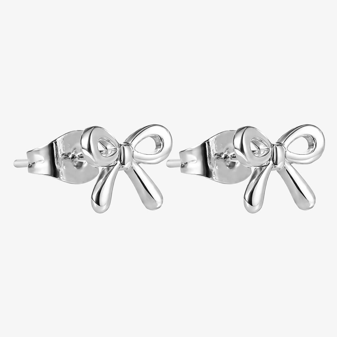 Bella Bow Stud Earrings - Silver