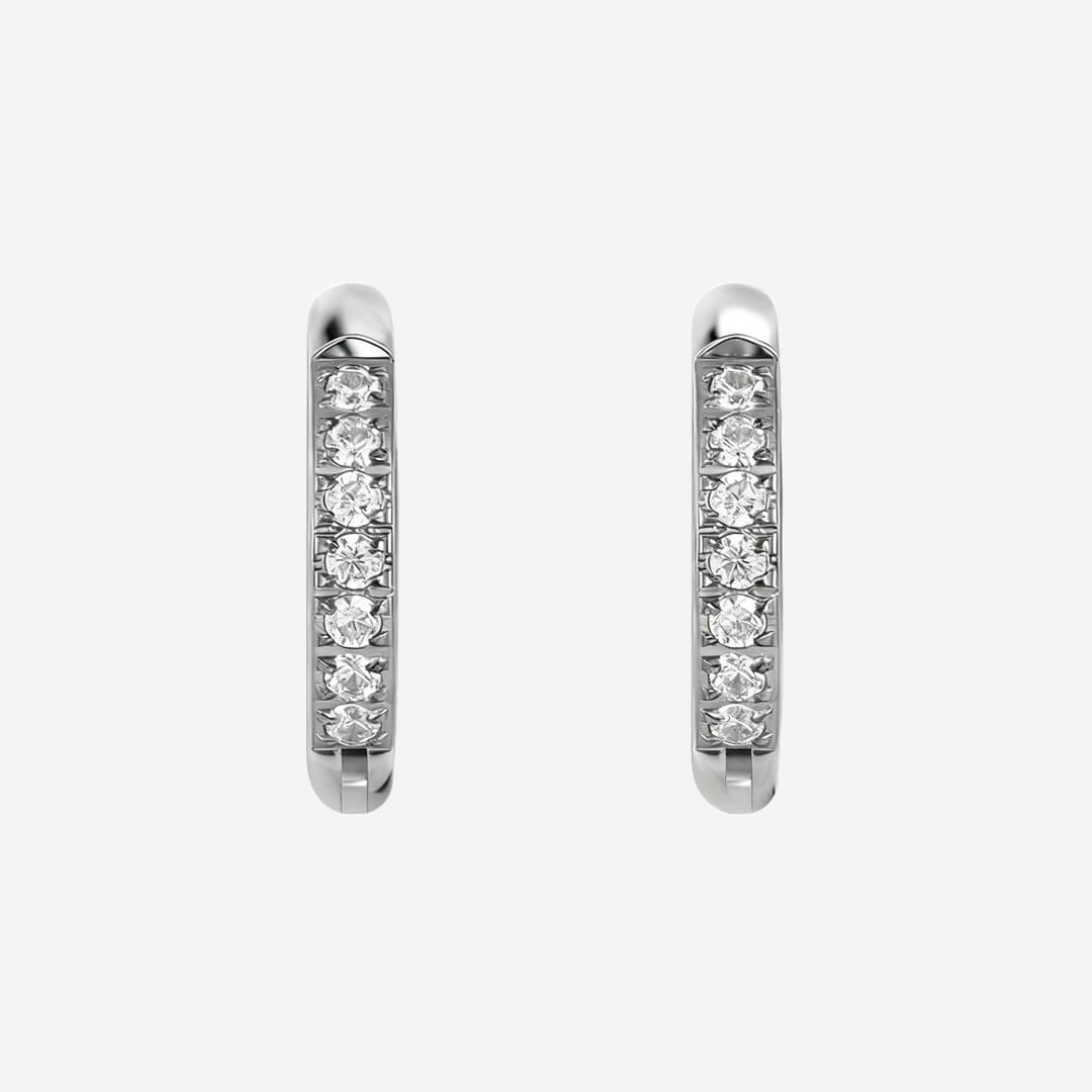 Giselle Crystal Huggie Earrings - Silver
