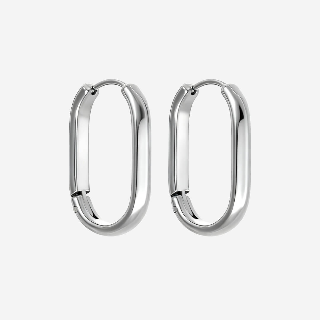 Harper Oval Hoop Earrings - Silver