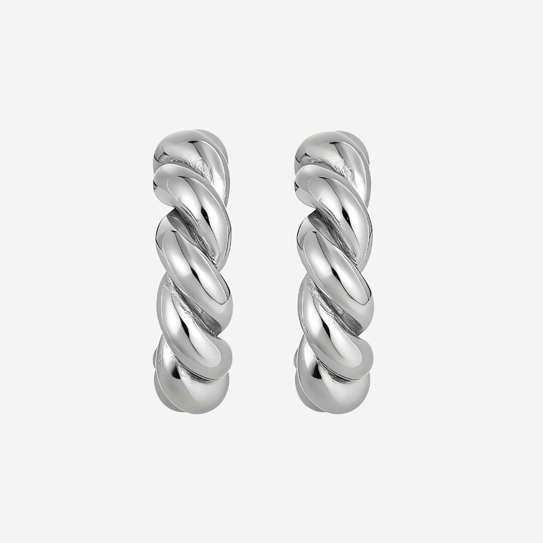 Imogen Twist Hoop Earrings - Silver