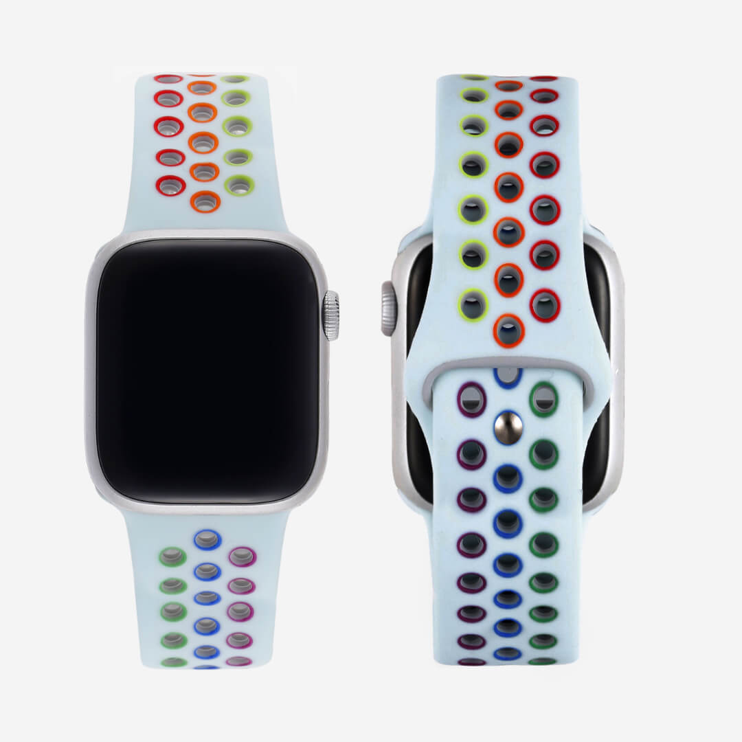 Silicone Sports Apple Watch Band - Aqua/Pride