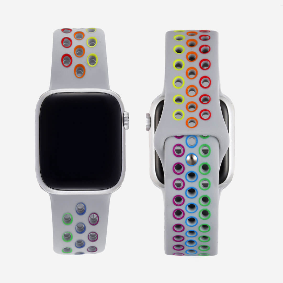 Silicone Sports Apple Watch Band - Stone/Pride