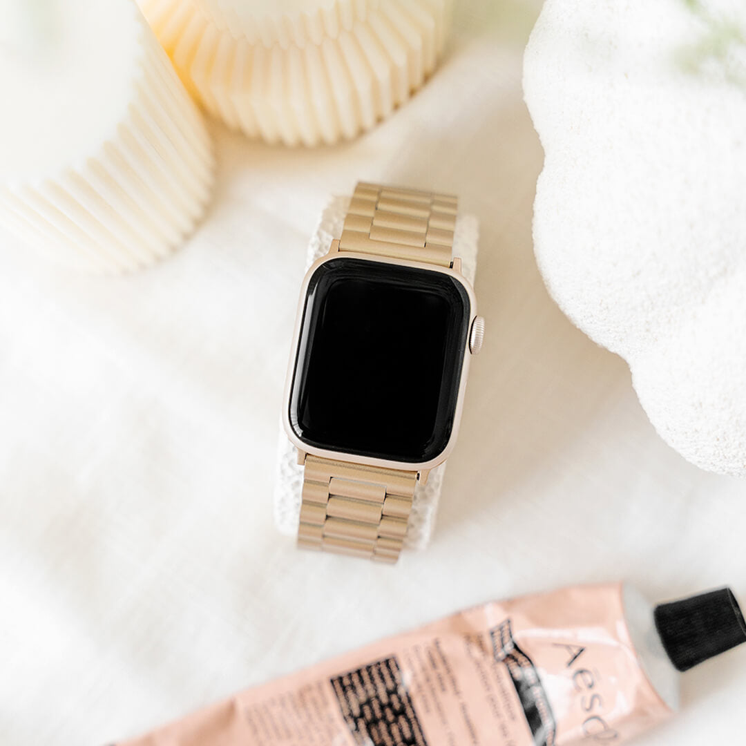 Classic Stainless Steel Apple Watch Band - Vintage Gold - Styled