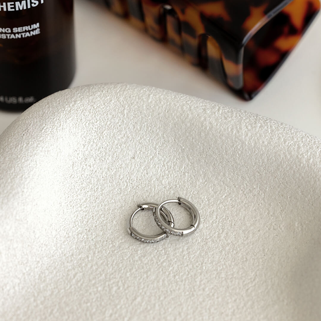 Giselle Crystal Huggie Earrings - Silver