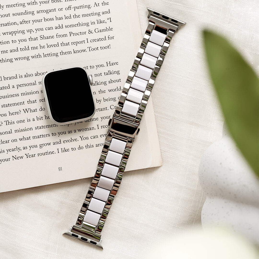 Lisbon Apple Watch Band - Silver / White