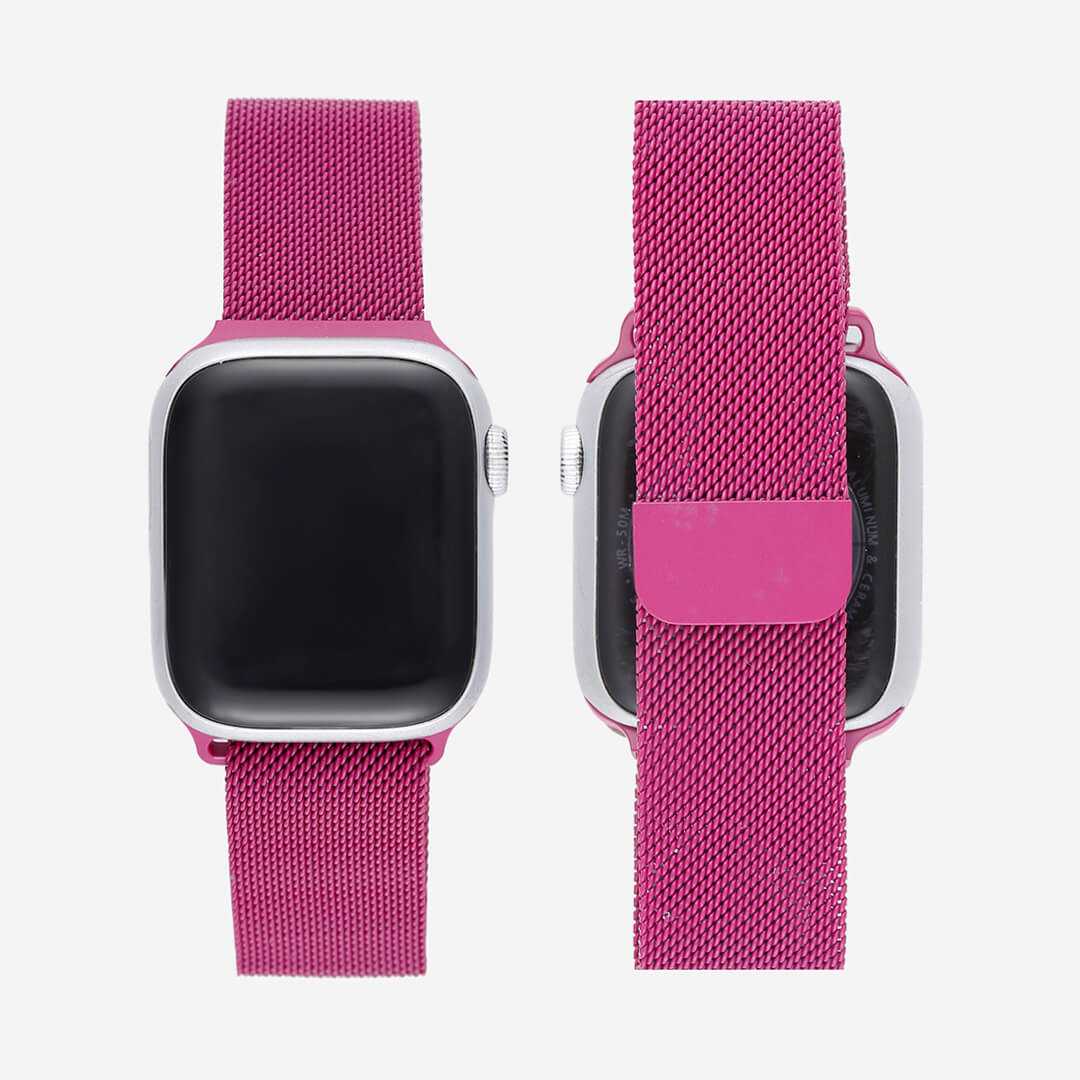 Milanese Loop Apple Watch Band In Hot Pink - The Salty Fox display picture 2