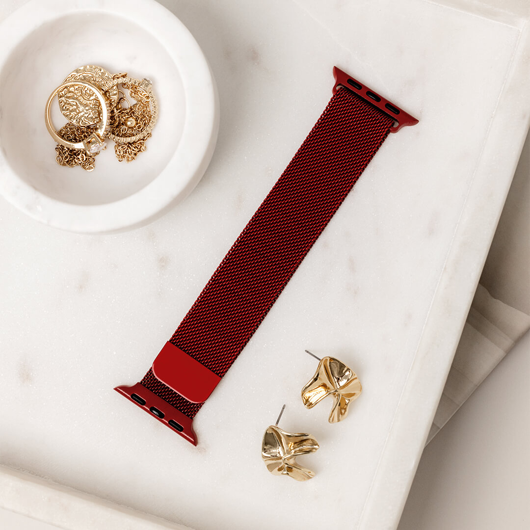 Milanese Loop Apple Watch Band - Red - Styled