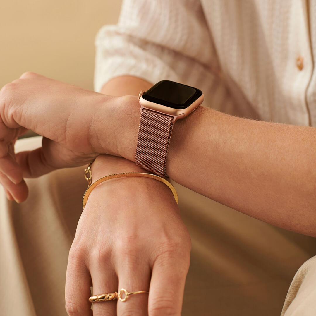 Milanese Loop Apple Watch Band In Rose Gold The Salty Fox