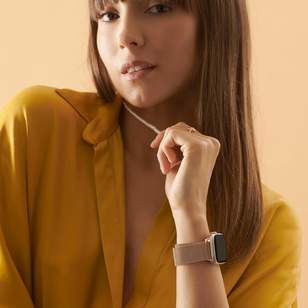 Rose Gold Milanese Loop Apple Watch Gold On Wrist Milanese Loop