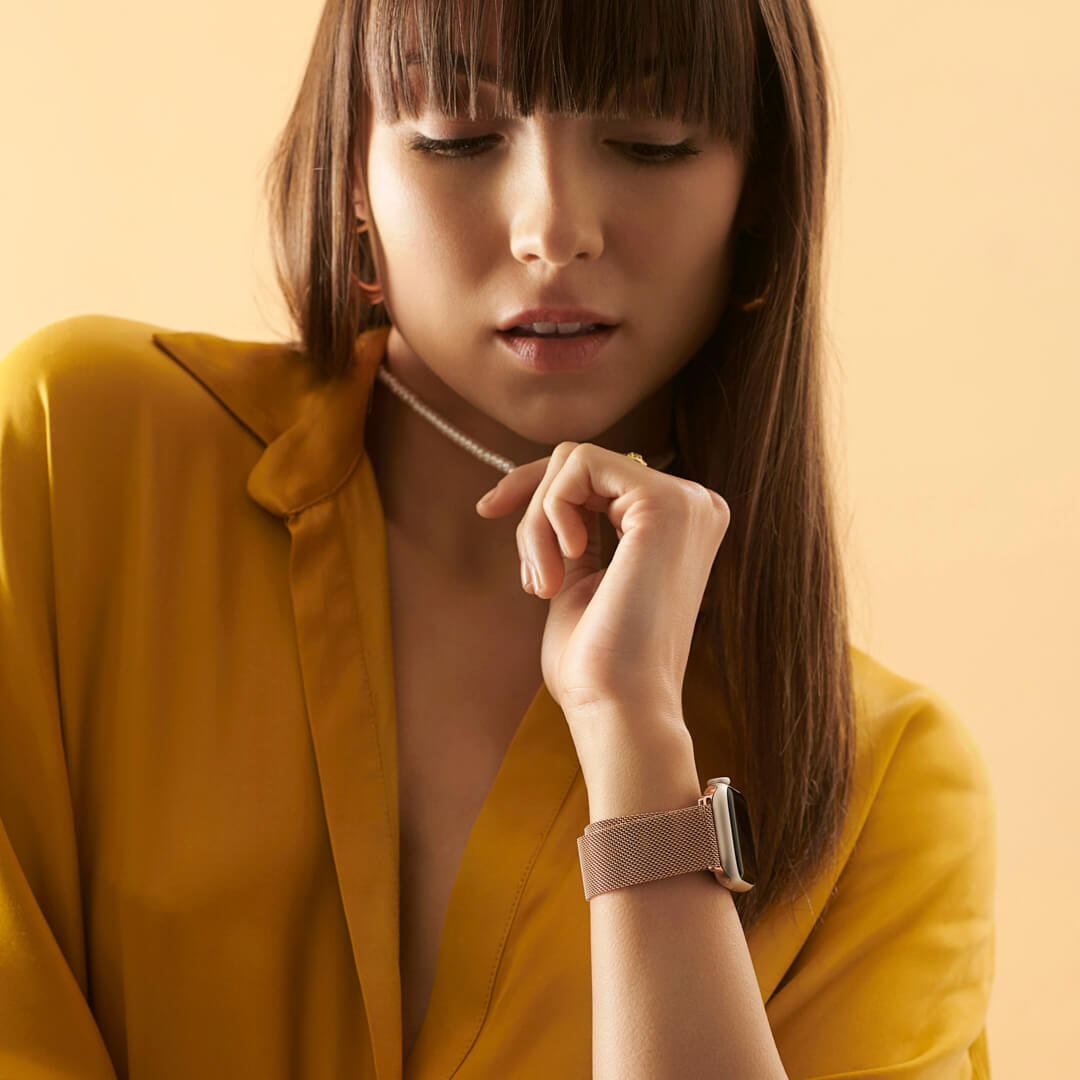 Milanese Loop Apple Watch Band In Vintage Rose Gold The Salty Fox