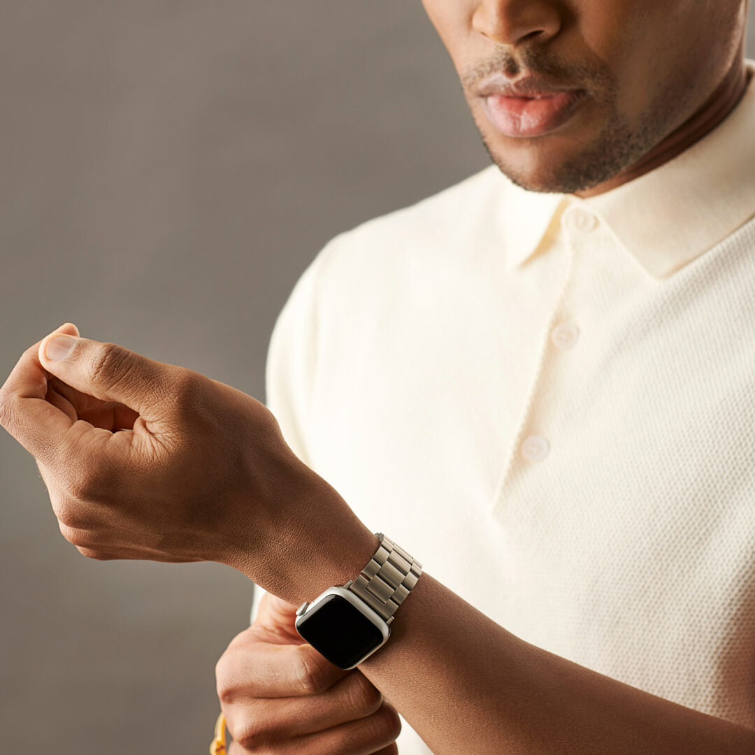 Classic Stainless Steel Apple Watch Band in Silver The Salty Fox