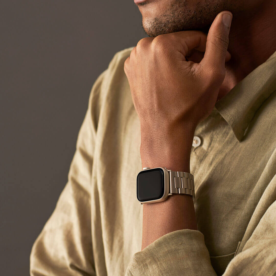 Classic Stainless Steel Apple Watch Band - Silver - On Model