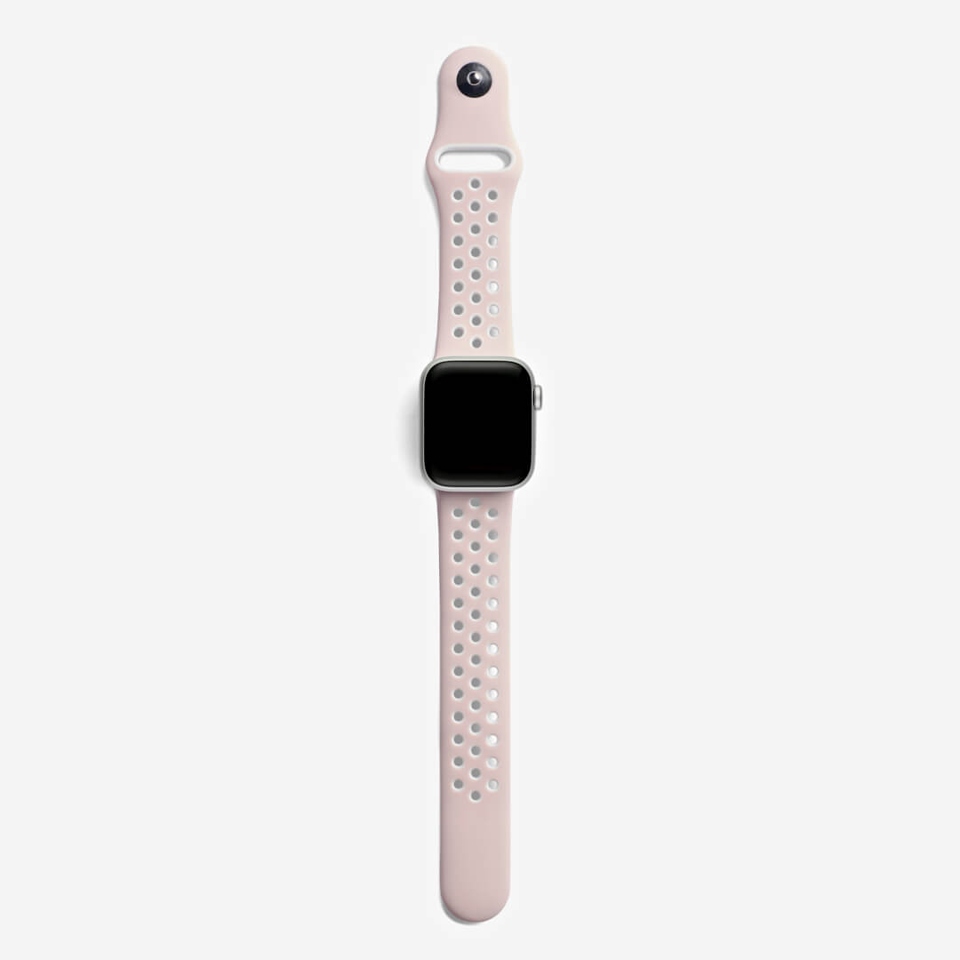 Silicone Sports Apple Watch Band - Blush/White