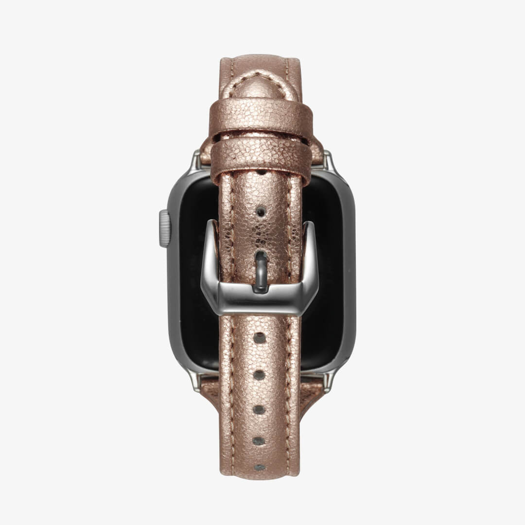 Slim Leather Apple Watch Band Rose Gold The Salty Fox