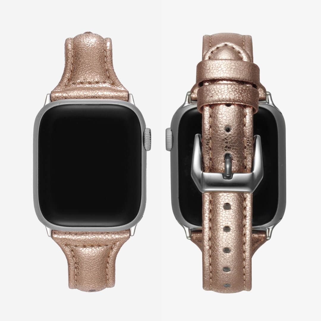 Slim Leather Apple Watch Band Rose Gold - Main Image