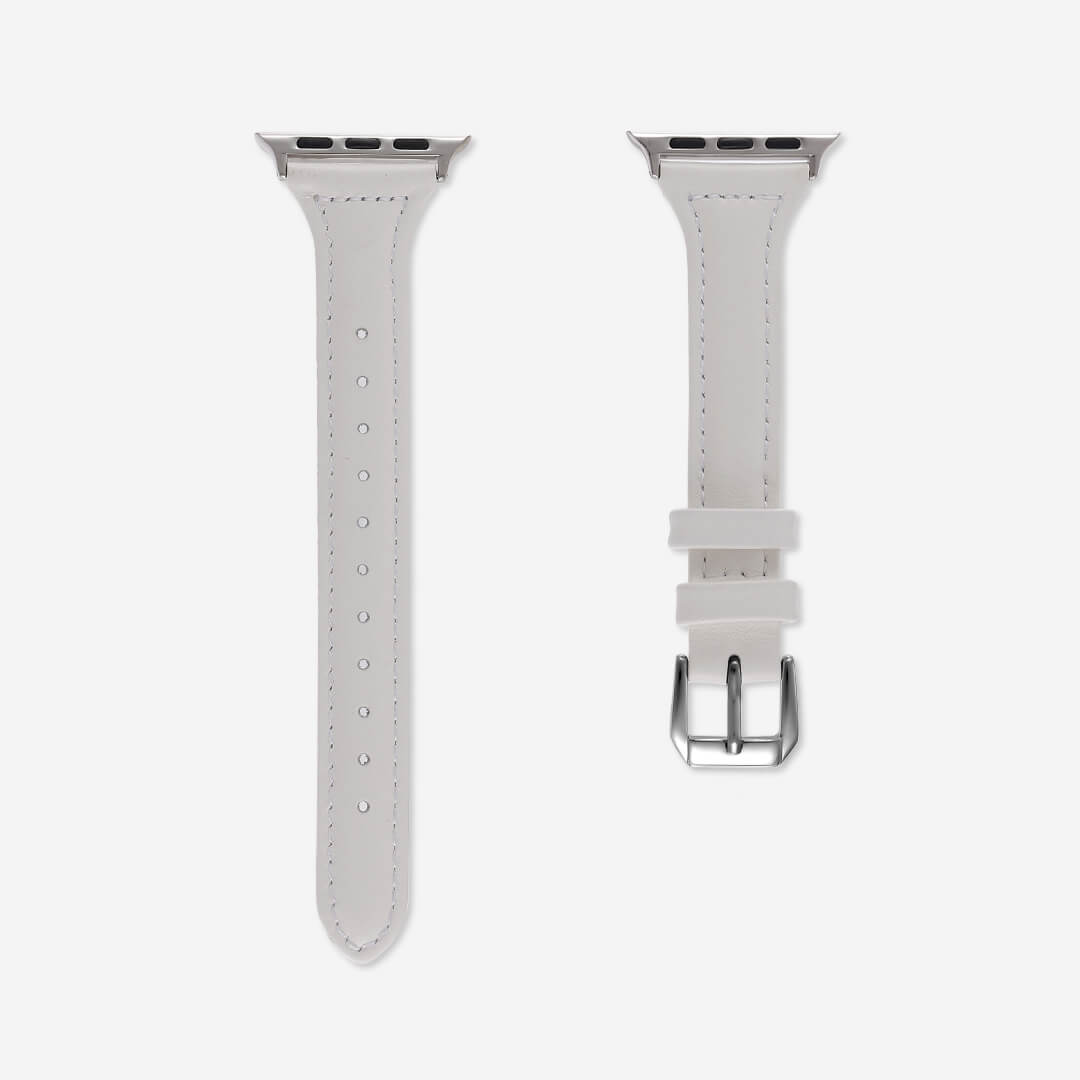 Slim Leather Apple Watch Band White The Salty Fox