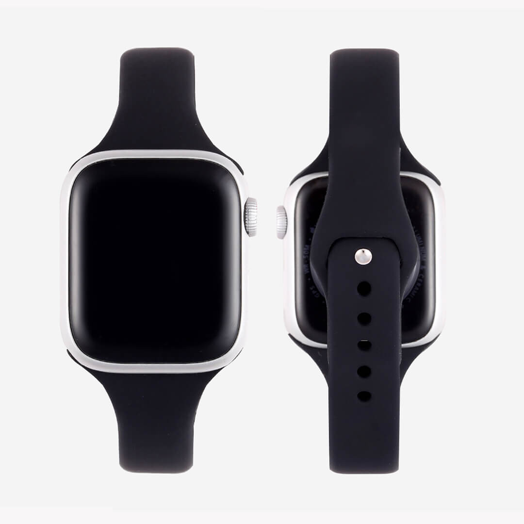 Slim Silicone Apple Watch Band Black The Salty Fox