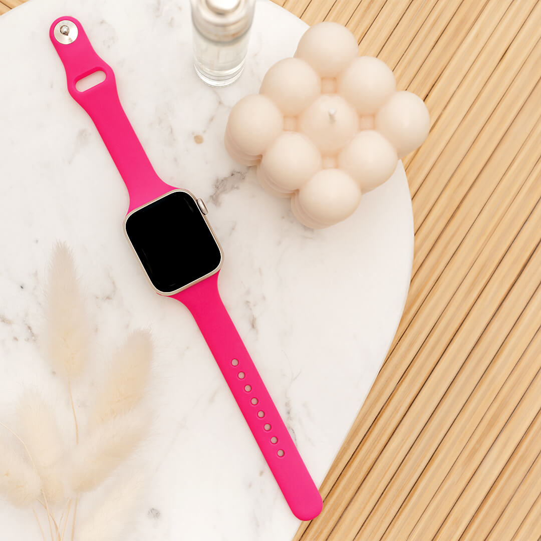 Slim Silicone Apple Watch Band - Hot Pink - Styled