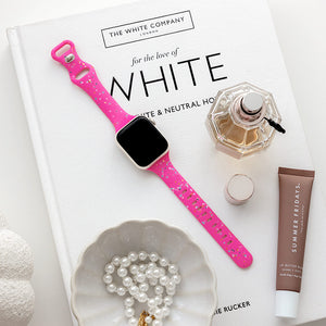 Speckled Slim Silicone Apple Watch Band - Hot Pink