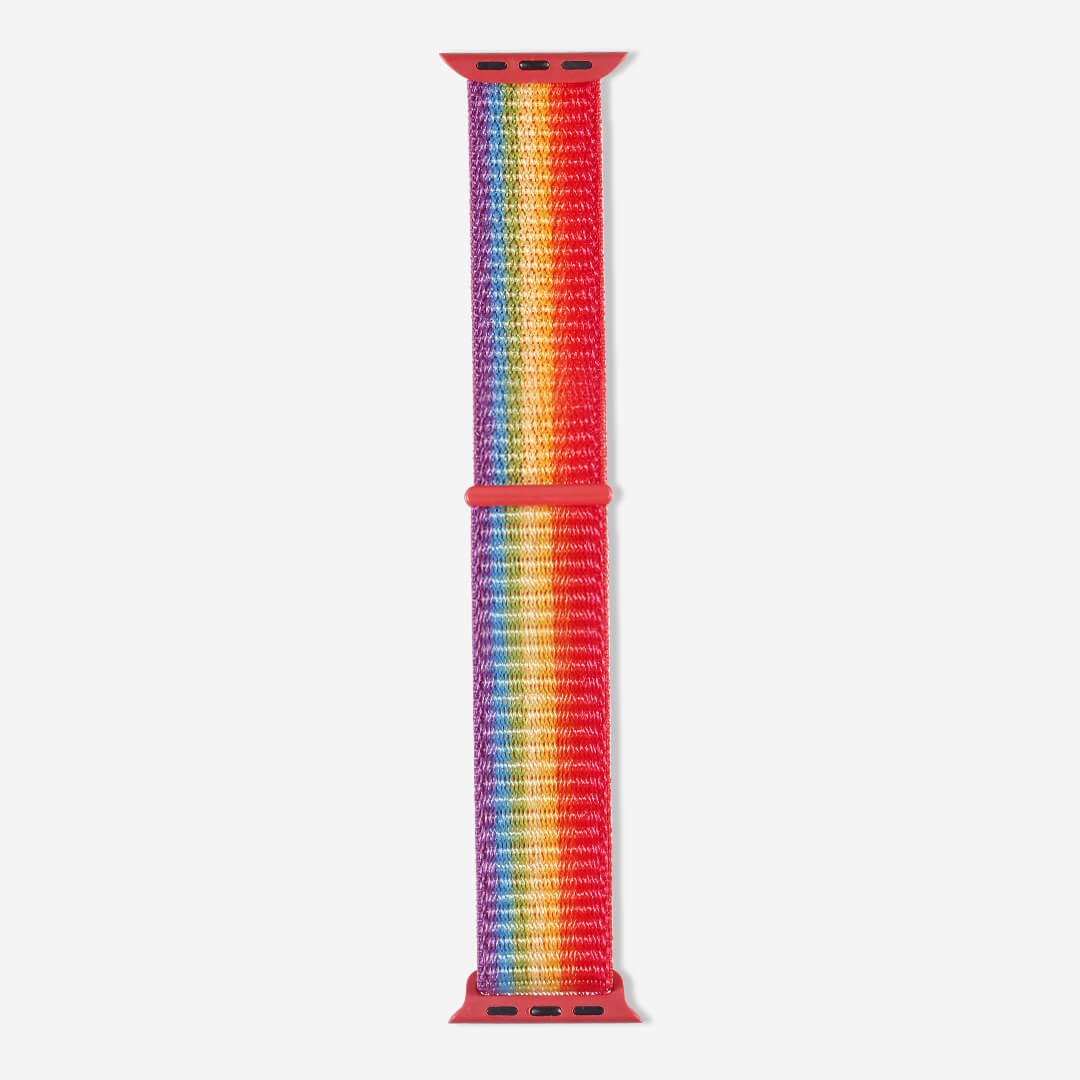 Striped Sport Loop Apple Watch Band - Deep Rainbow