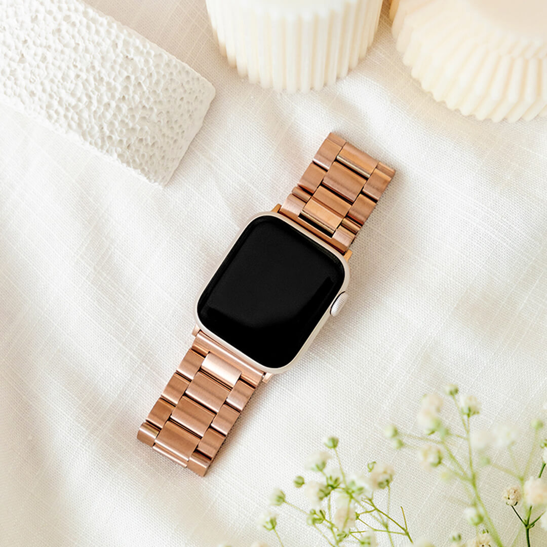 Classic Stainless Steel Apple Watch Band in Vintage Rose Gold