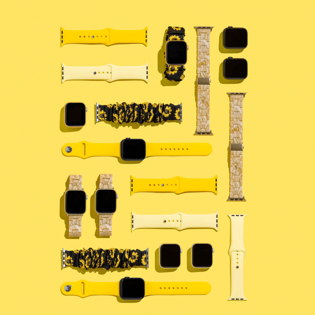 Flat Lay Yellow Apple Watch Bands - The Salty Fox