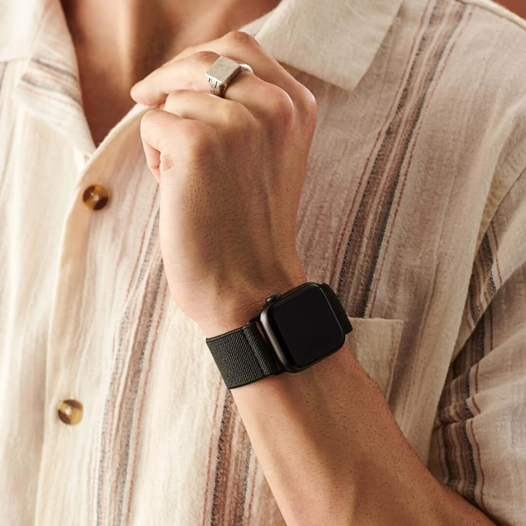 Bondi Nylon Loop Apple Watch Band - Black - On Model