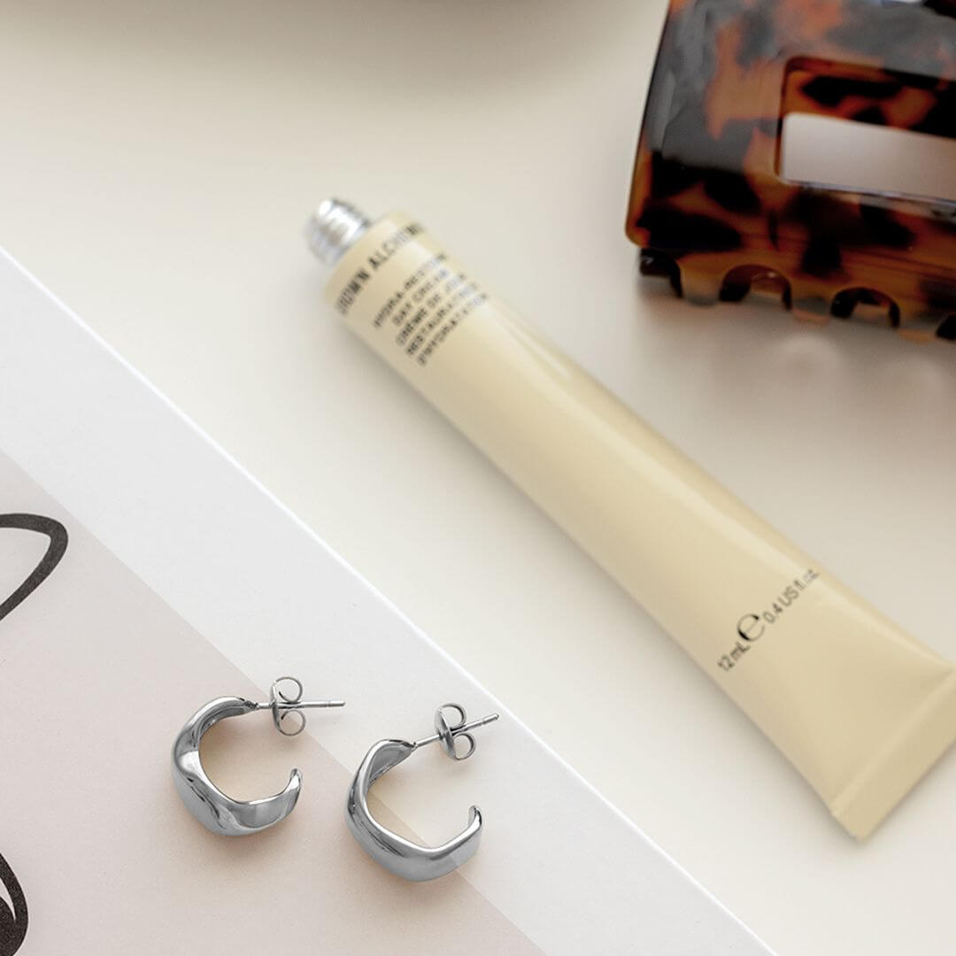 Zoe Molten Hoop Earrings - Silver