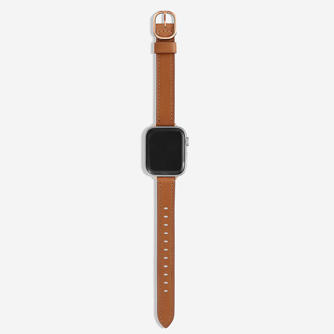 Copenhagen Leather Apple Watch Band - Caramel / Vintage Rose Gold
