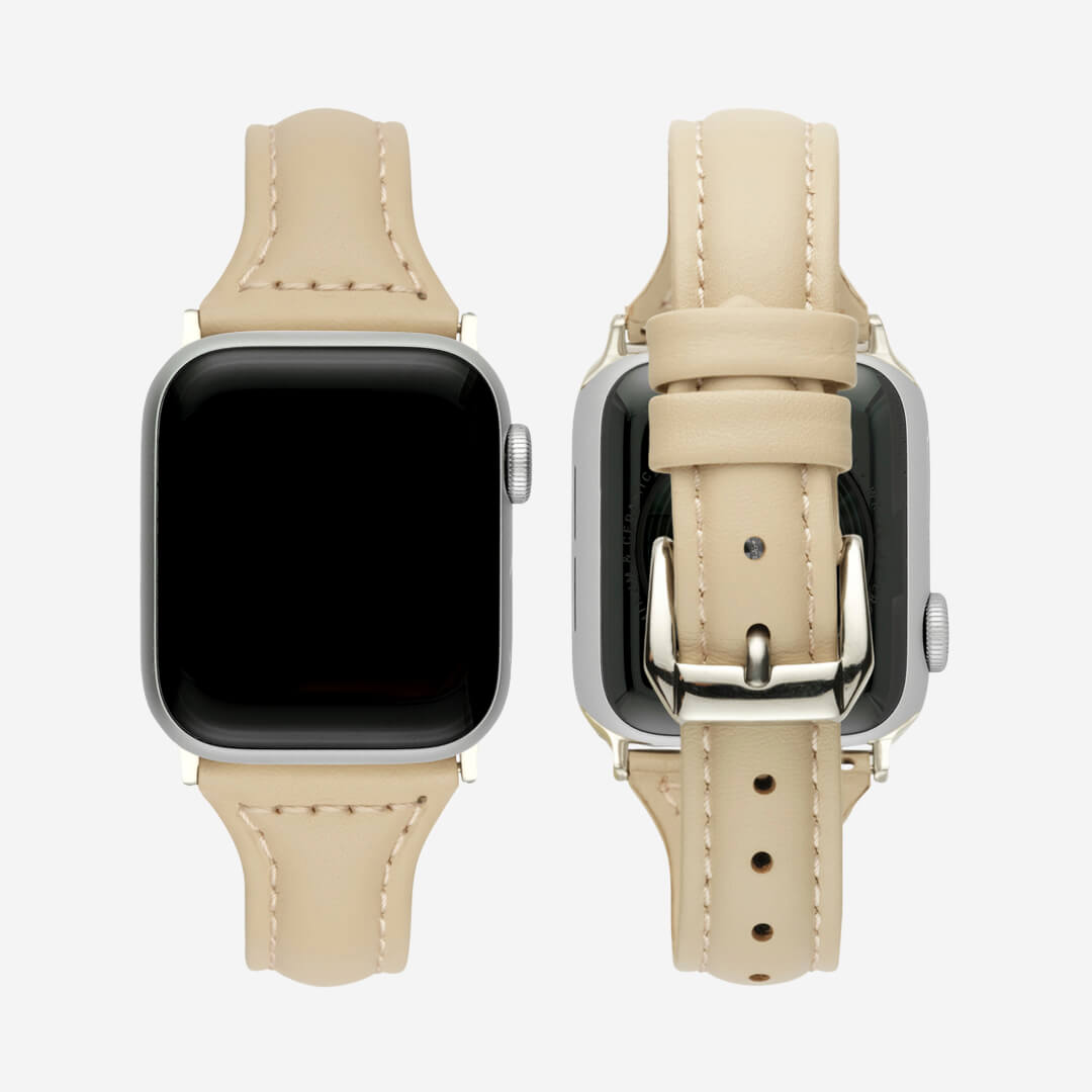 Slim Leather Apple Watch Band Oatmeal The Salty Fox