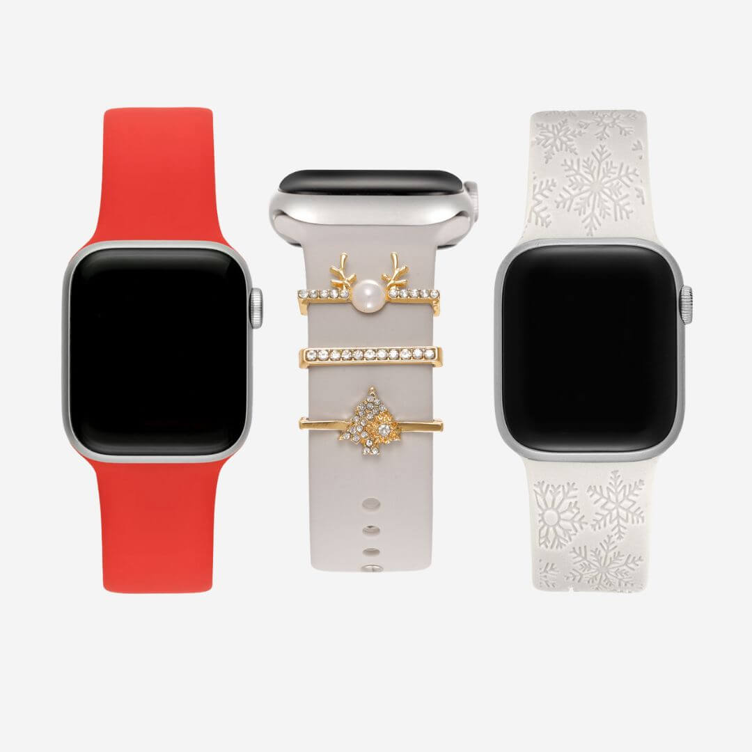 Apple Watch Xmas Silicone Bundle - Gold & Red