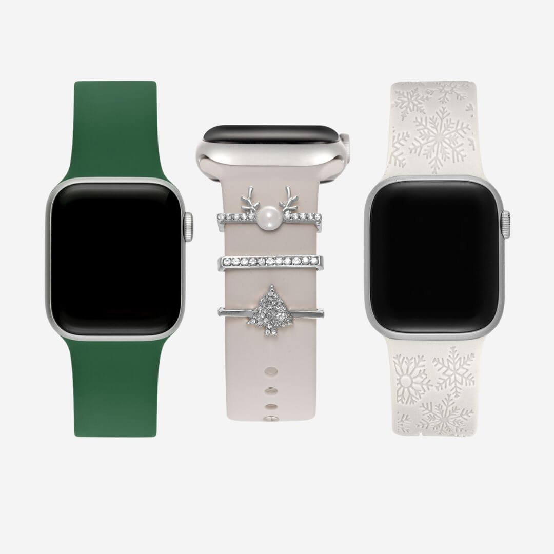Apple Watch Xmas Silicone Bundle - Silver & Green